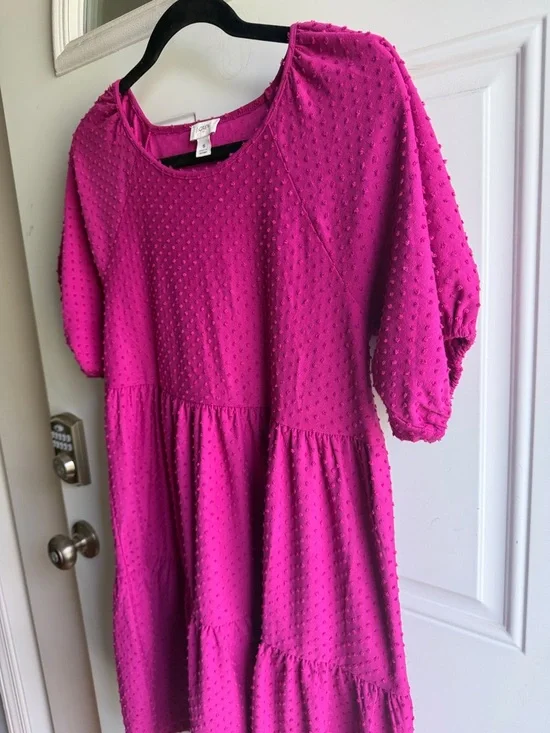 J. Crew Magenta Tiered Dress. Small. - Picture 4 of 8